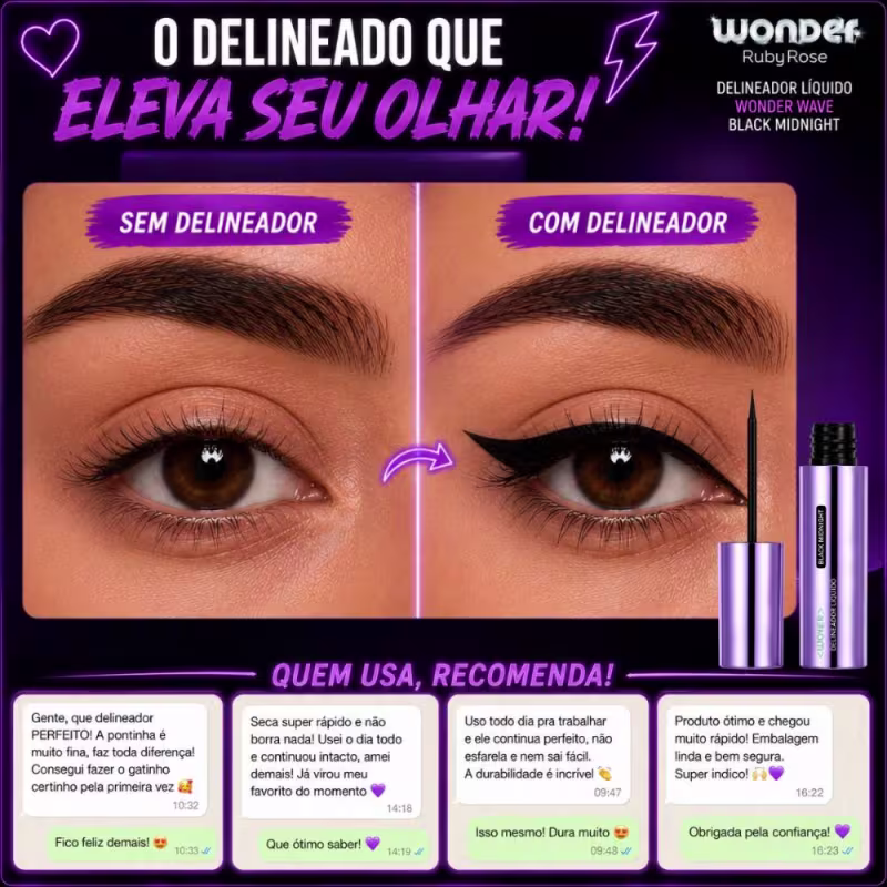 Delineador Líquido Ruby Rose Wonder Wave Black Midnight Hb-e2103