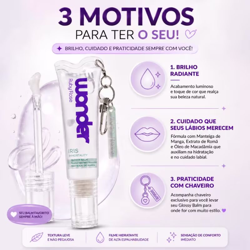 Glossy Balm Ruby Rose Wonder Iris Immortality Com Chaveiro Hb-l6413-1