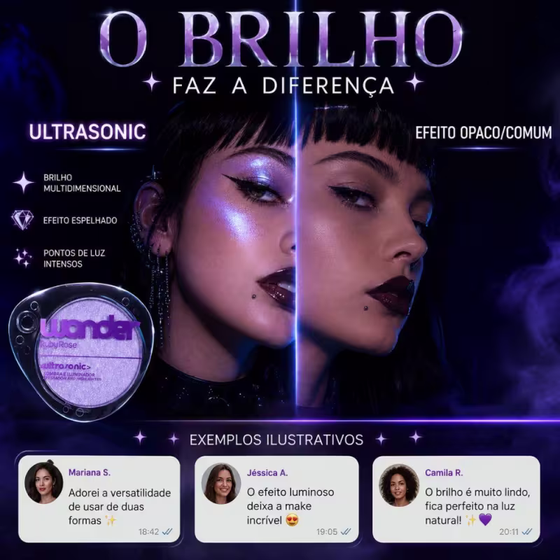 Sombra e Iluminador Ruby Rose Wonder Ultrasonic Velocity Hb-m1013-6