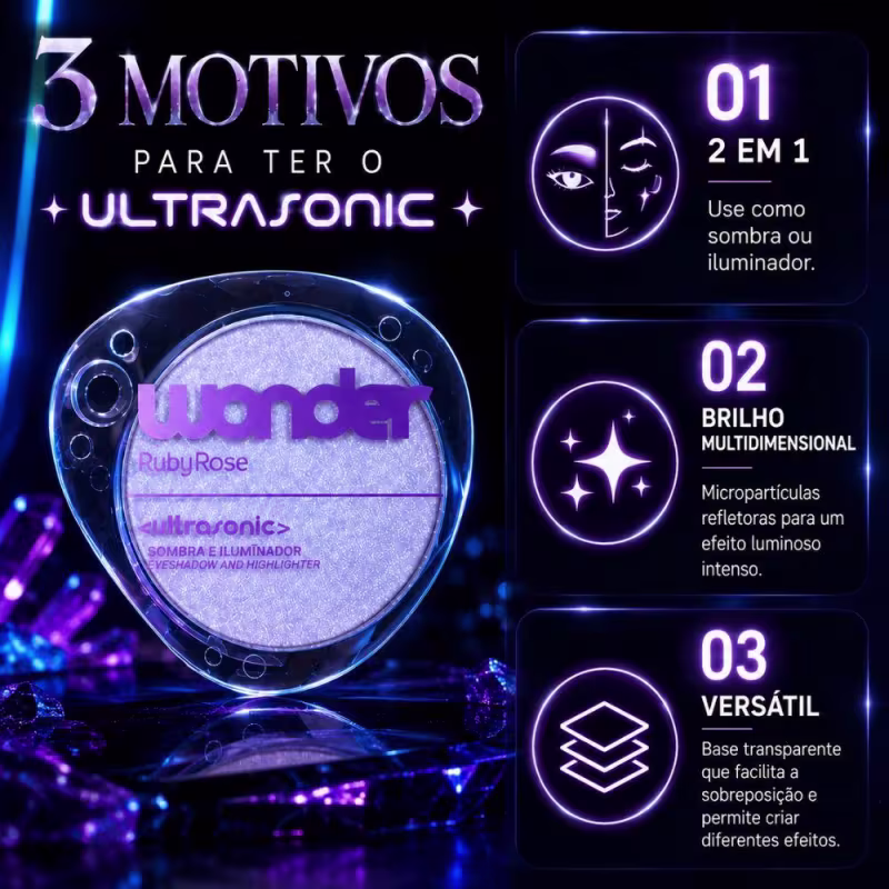 Sombra e Iluminador Ruby Rose Wonder Ultrasonic Velocity Hb-m1013-6