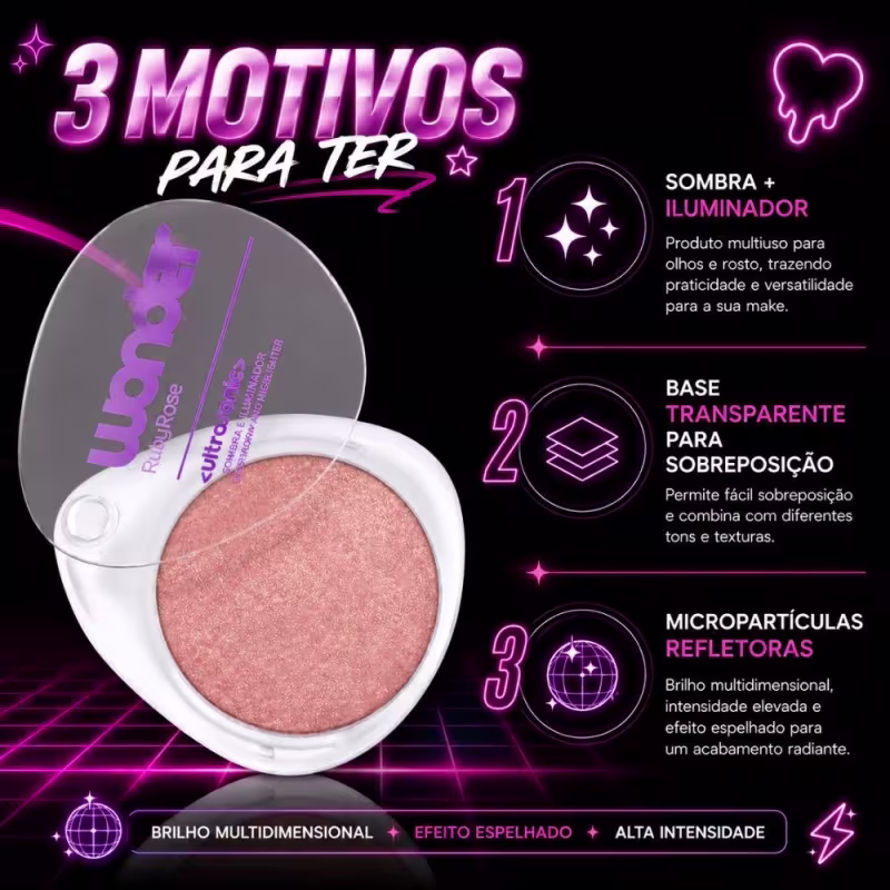 Sombra e Iluminador Ruby Rose Wonder Ultrasonic Super Hb-m1013-9