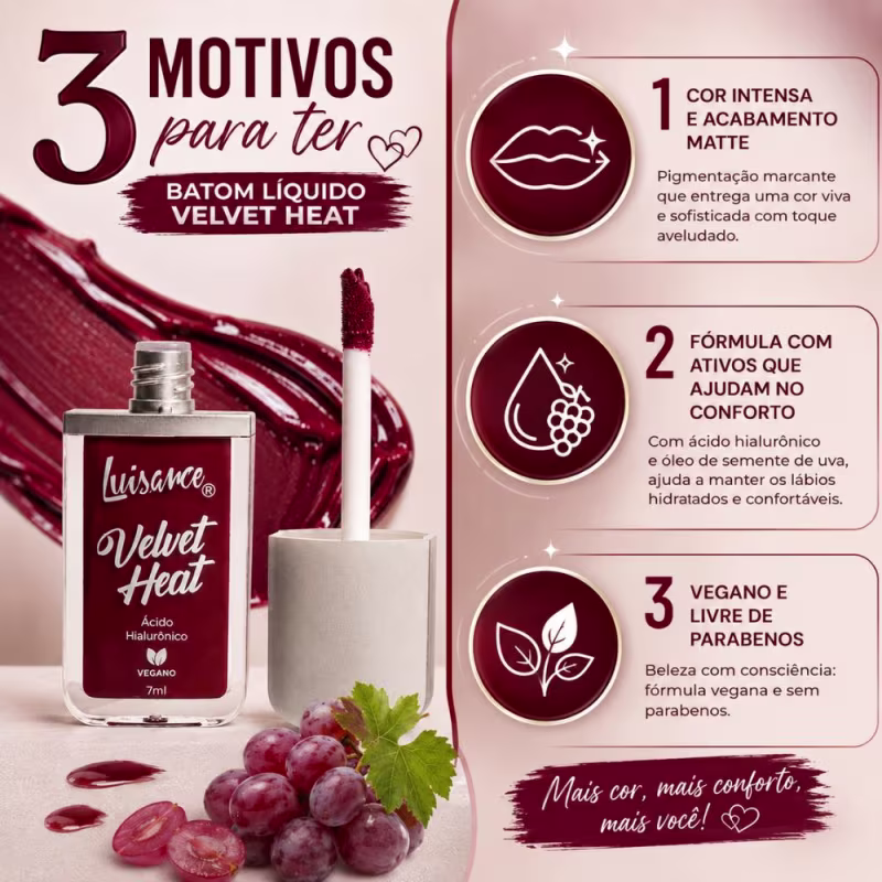 Batom Líquido Matte Luisance Velvet Heat Vinho Selvagem Ref.: L3336