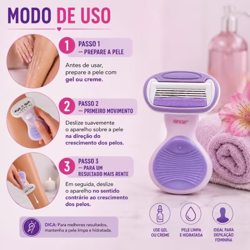 Aparelho De Depilação Feminina Enox Serena Mini 4 Com Barra Lubrificante