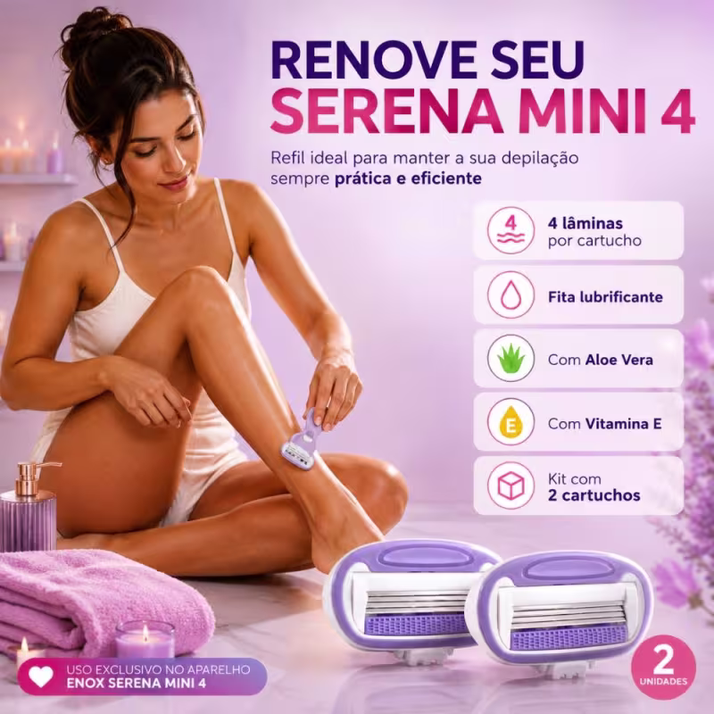 Cartucho Para Aparelho De Depilação Enox Serena Mini 4 Com 2 Unidades