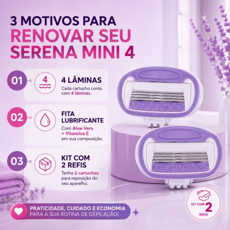 Cartucho Para Aparelho De Depilação Enox Serena Mini 4 Com 2 Unidades