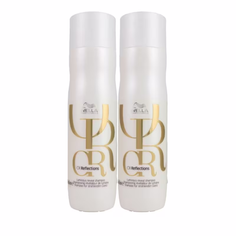 Kit com dois shampoos Oil Reflections, da marca Wella Professionals.
