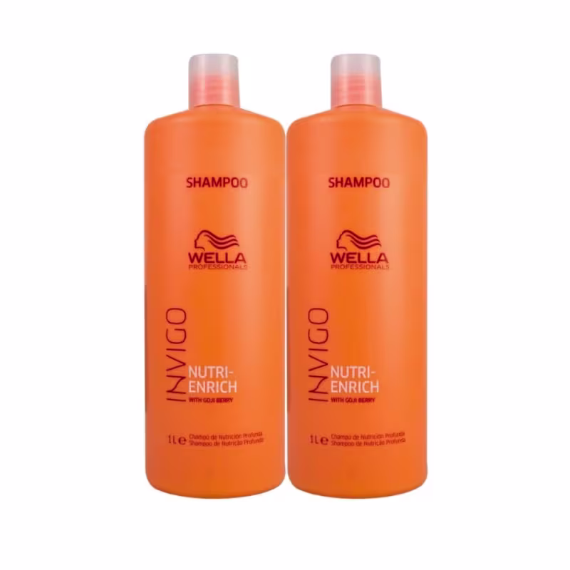 Kit com dois shampoos Invigo Nutri-Enrich, da marca Wella Professionals.