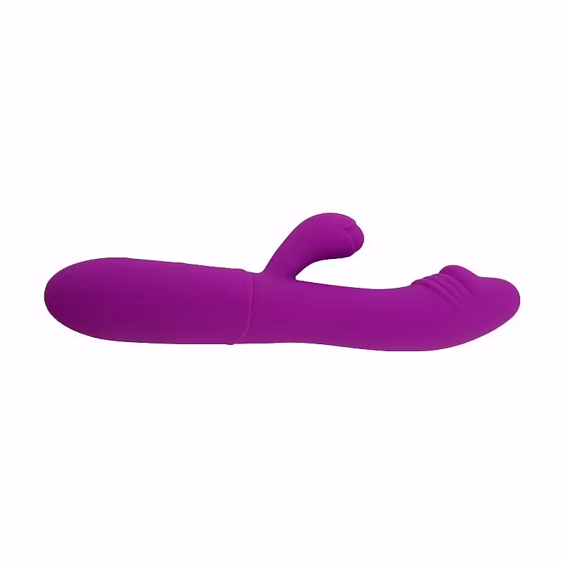Vibrador de silicone de cor roxa, com formato ergonômico e textura suave, projetado para proporcionar prazer e estimulação íntima.