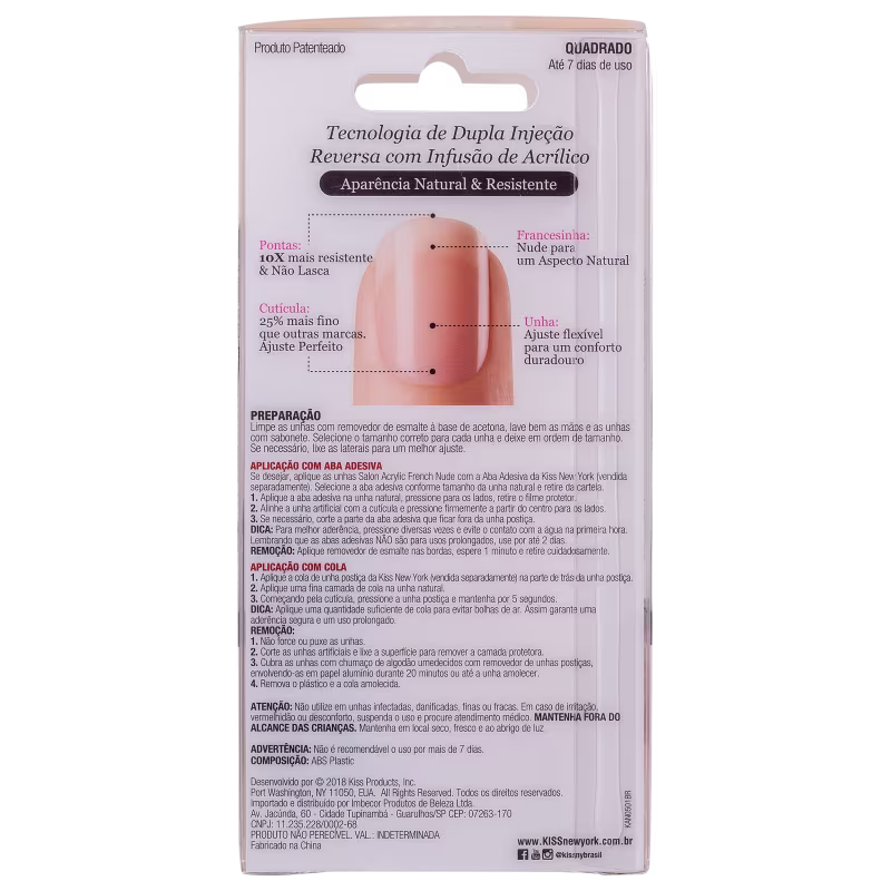 Kiss New York Acrylic French Nude Cashemere - Unhas Postiças
