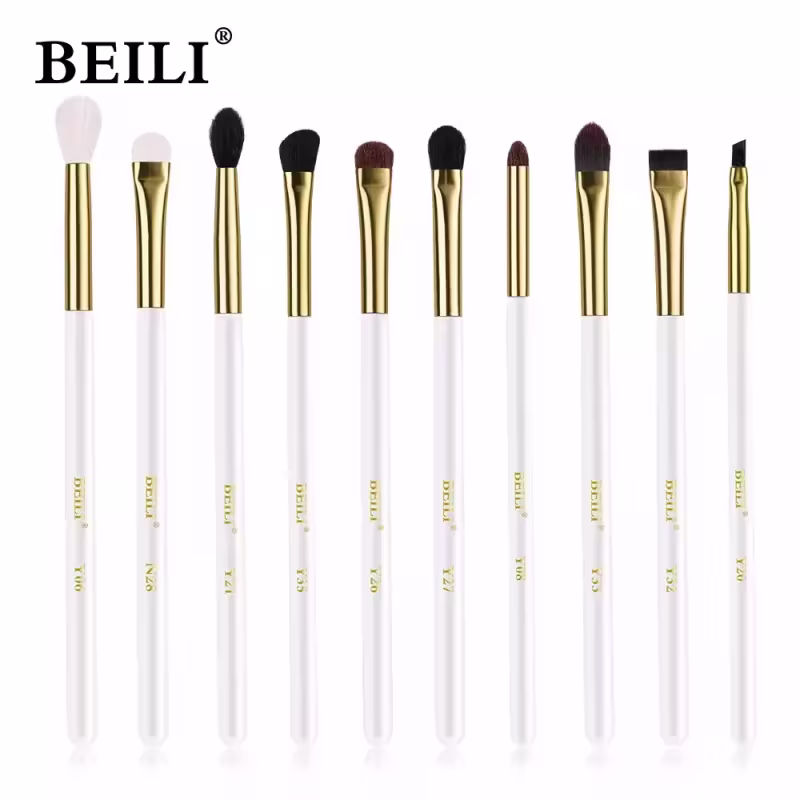 Conjunto de Pincéis Maquiagem Preto BEILI, 10-19 Pcs Natural WB-E10