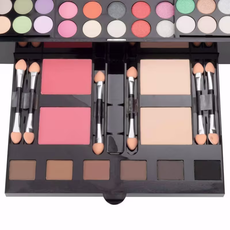 Kit de Maquiagem 194 Cores com Paleta, Gloss Labial, Corretivo, Blush e Pinceis 194 Cores