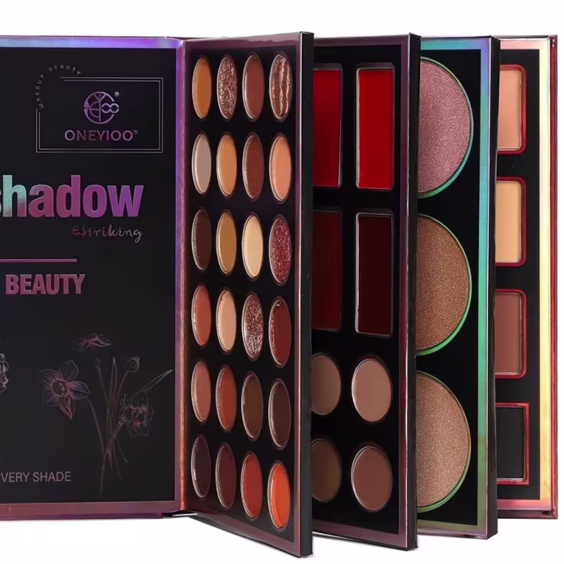Kit Paleta 55 Cores Sombras Gloss Contorno Corretivo e Iluminador ElaShopp Preto
