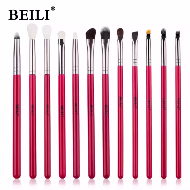 Conjunto de Pincéis Maquiagem Preto BEILI, 10-19 Pcs Natural HE12