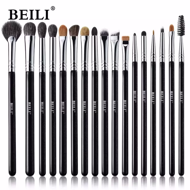 Conjunto de Pincéis Maquiagem Preto BEILI, 10-19 Pcs Natural NE17