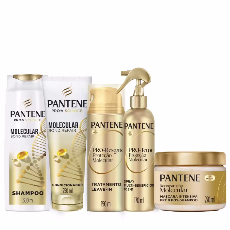 Kit Pantene Molecular Bond Repair - Shampoo + Condicionador + Máscara + Leave-In + Spray