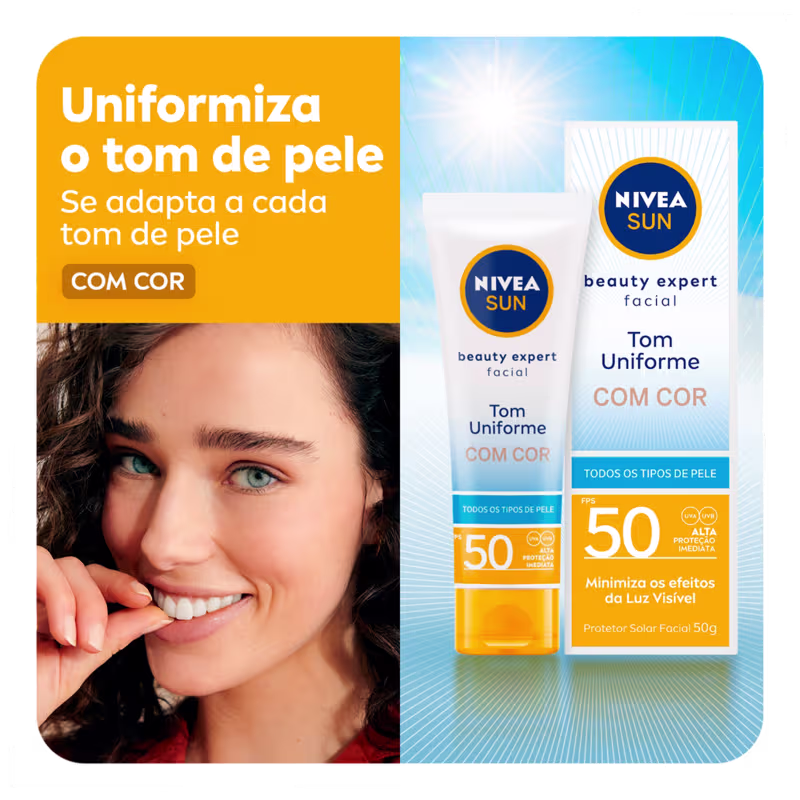 NIVEA SUN Beauty Expert FPS 50 - Protetor Solar Facial com Cor 50g