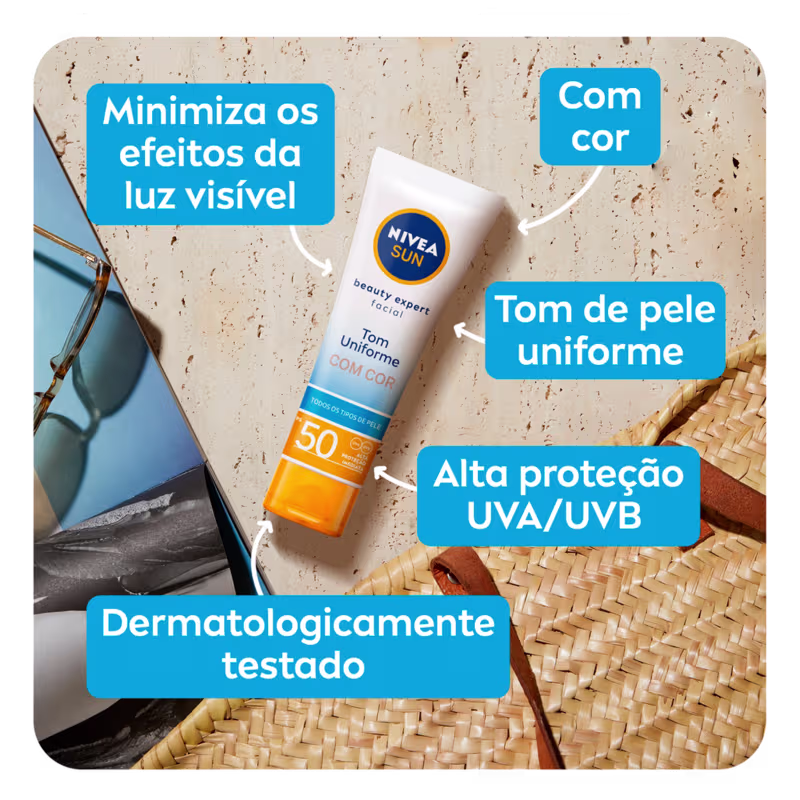NIVEA SUN Beauty Expert FPS 50 - Protetor Solar Facial com Cor 50g