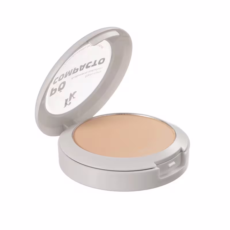 A imagem mostra a embalagem do pó compacto aberto.