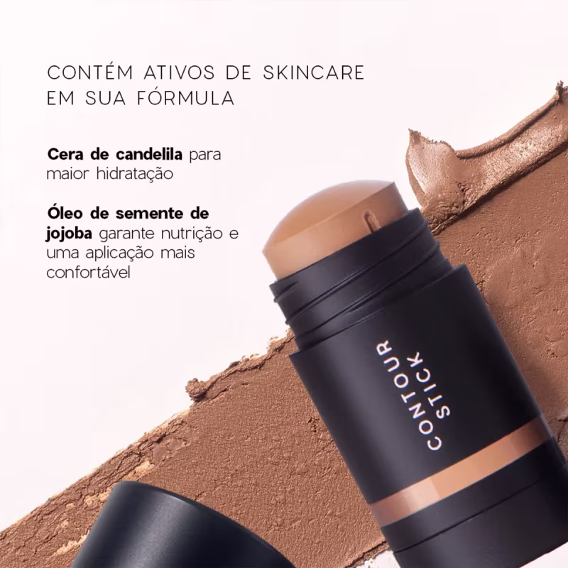 Kit Océane Edition Mini Blush Cloudy Pink Stick Contorno Marrom Claro e Esponja de Maquiagem (3 produtos)