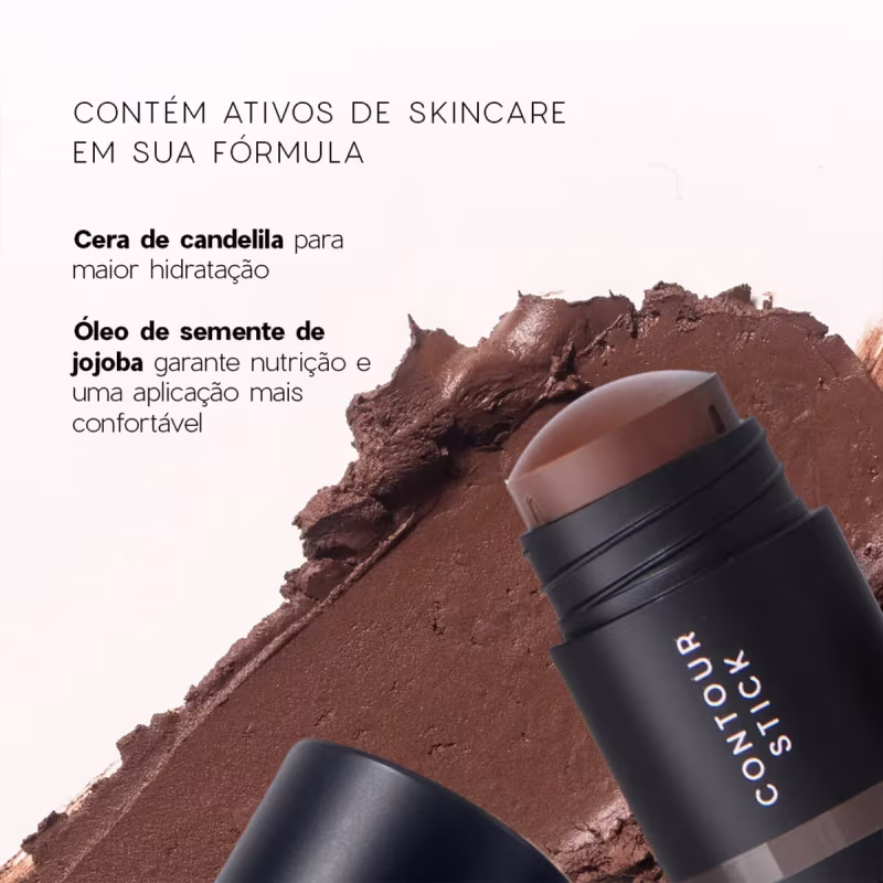 Kit Océane Edition Mini Blush Pink Stick Contorno Marrom Claro e Esponja de Maquiagem (3 produtos)
