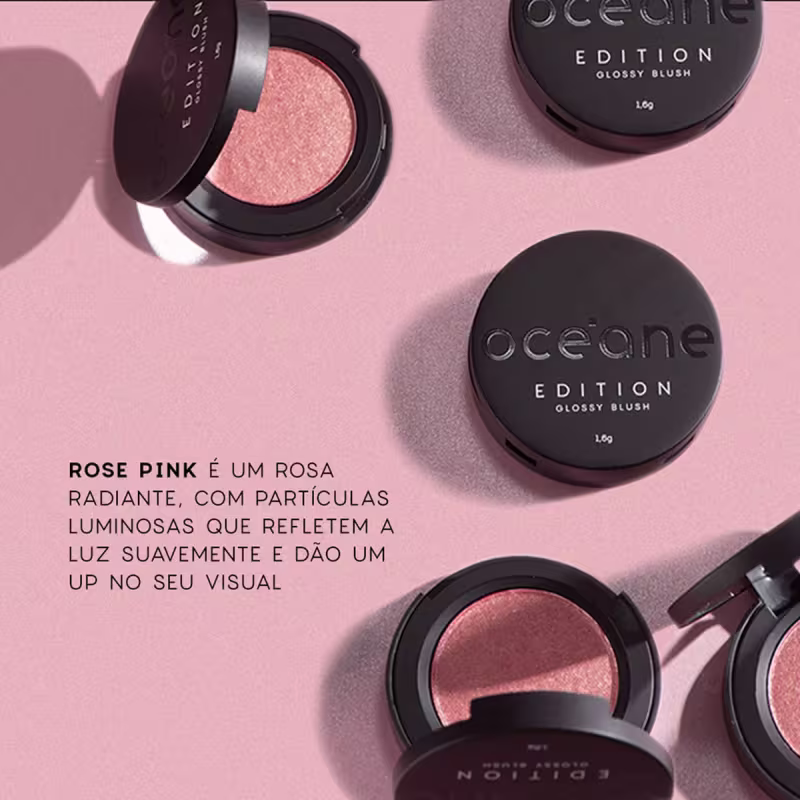 Kit Océane Edition Mini Blush Glossy Rose Pink Contorno Marrom Médio e Lip Oil Punch (3 produtos)
