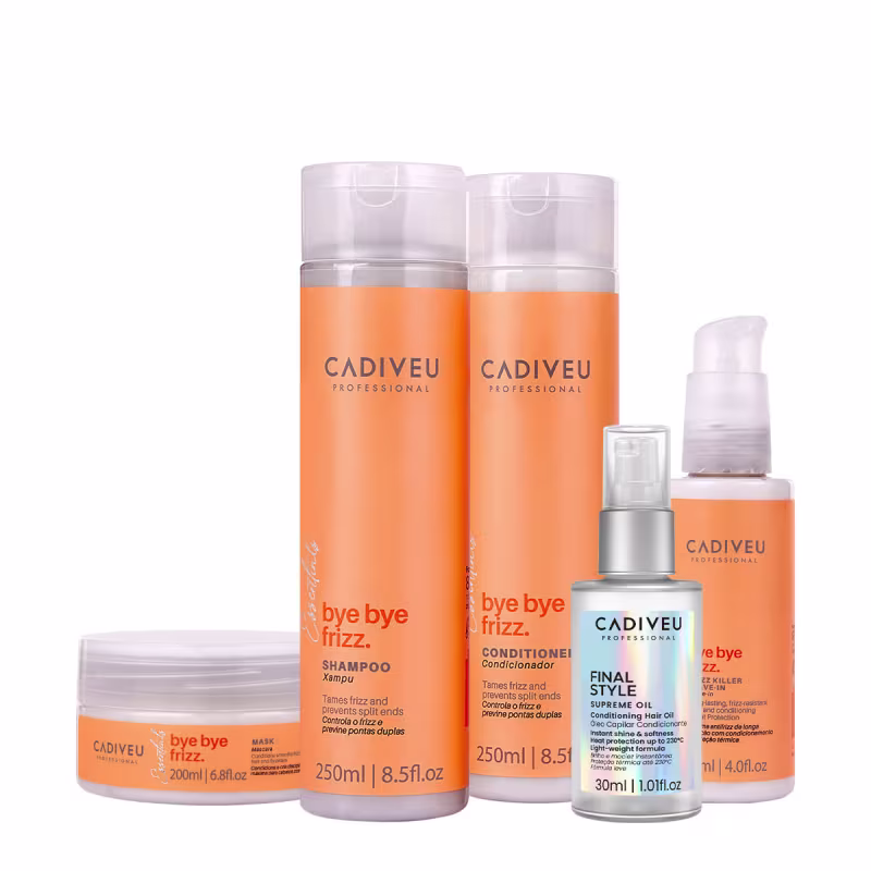 Kit Cadiveu Professional Bye Bye Frizz Hair Care Total e Final Style Oil (5 produtos)