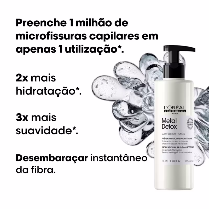 Kit L'Oréal Professionnel Metal Detox Pré Shampoo G Máscara Shampoo Óleo (4 produtos)