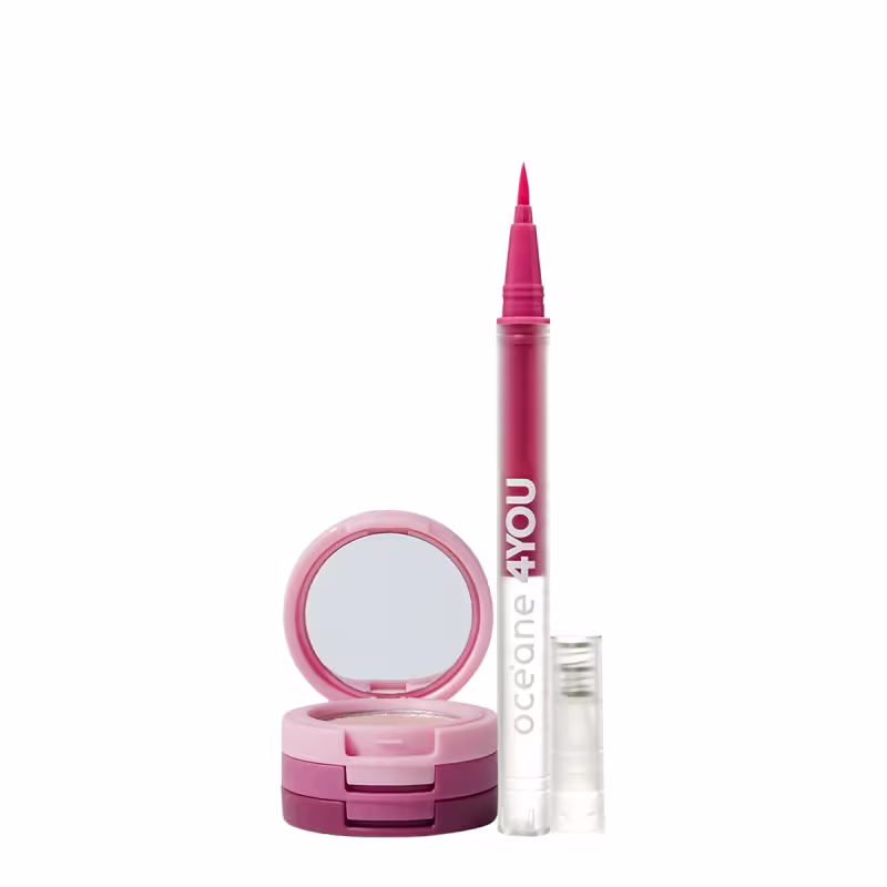 Kit Océane 4you Sombra Rose Sparkle Caneta Delineadora Color Neon Pink (2 produtos)