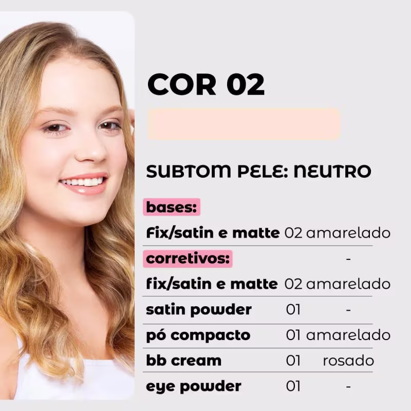 Kit Vizzela Fix HD Powder Cor 2 Base Pó Translúcido (2 produtos)