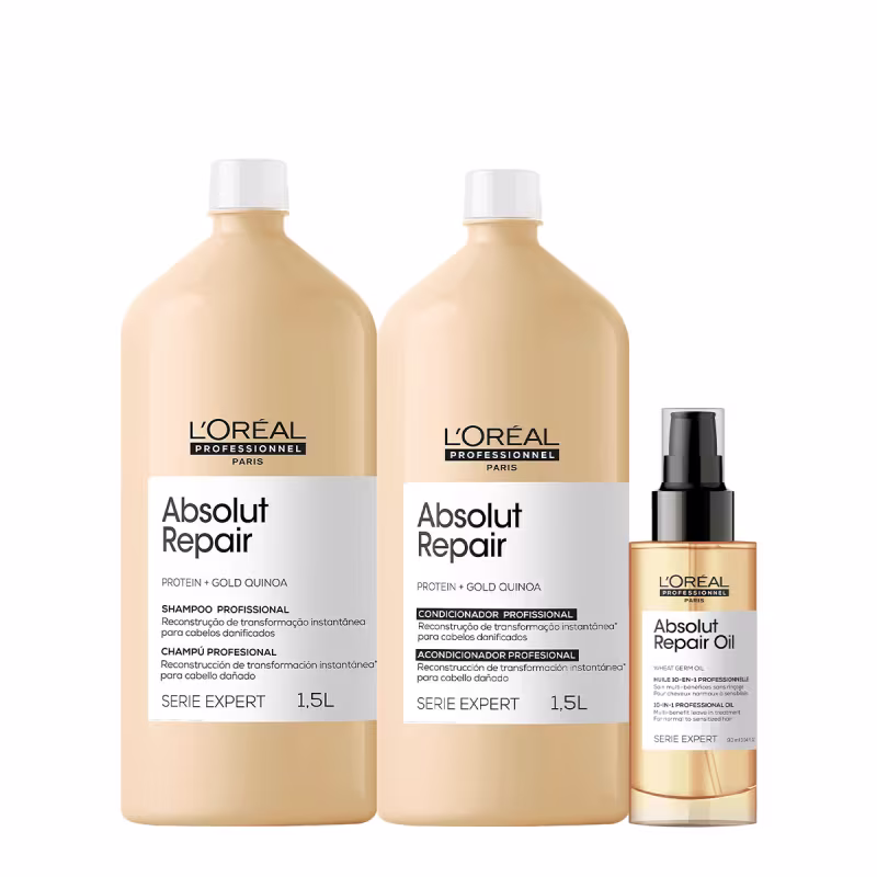Kit L'Oréal Professionnel Absolut Repair Trio Salon Oil, 3 produtos.