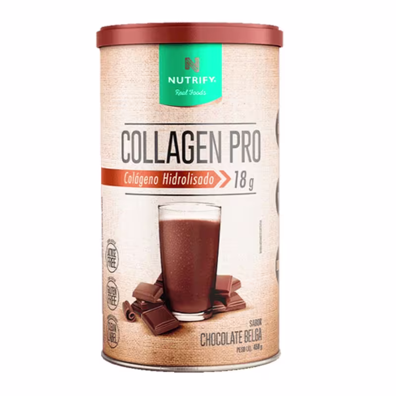 Suplemento Alimentar em Pó Nutrify Collagen Pro Colágeno Hidrolisado 18g Chocolate Belga 450g.