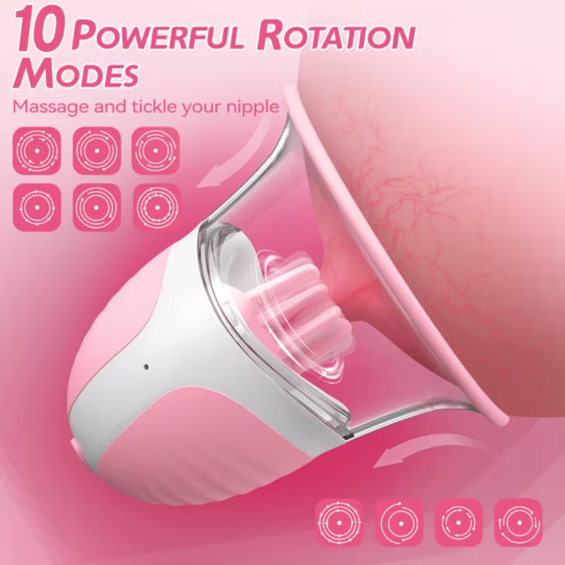 Estimulador de Clitóris e Mamilo 2 uni Sucção e Pressão Manual 10 Modos de Rotação Ergonômico Recarregável