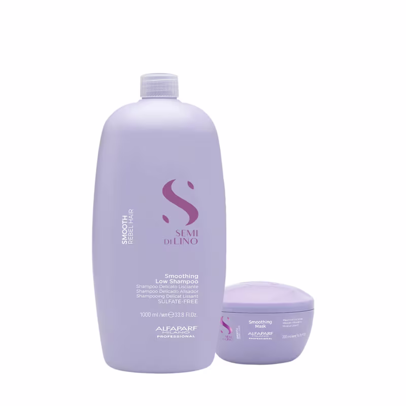 Kit Alfaparf Semi di Lino Smooth - Cuidado de Limpeza e Brilho Intenso (2 produtos)