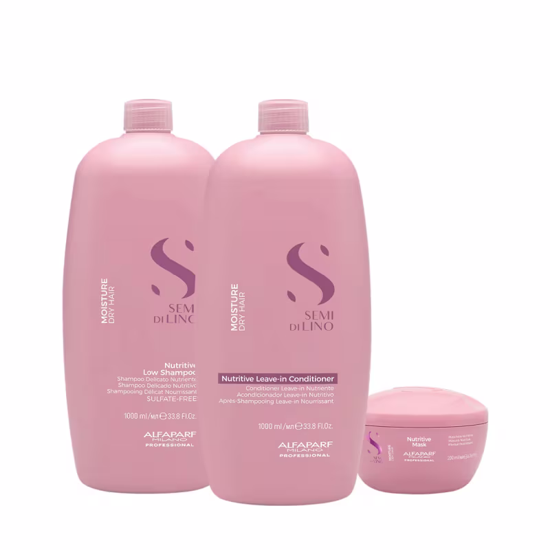 Kit Alfaparf Semi di Lino Moisture Nutritive - Cuidados para Fios Secos e Ressecados (3 produtos)