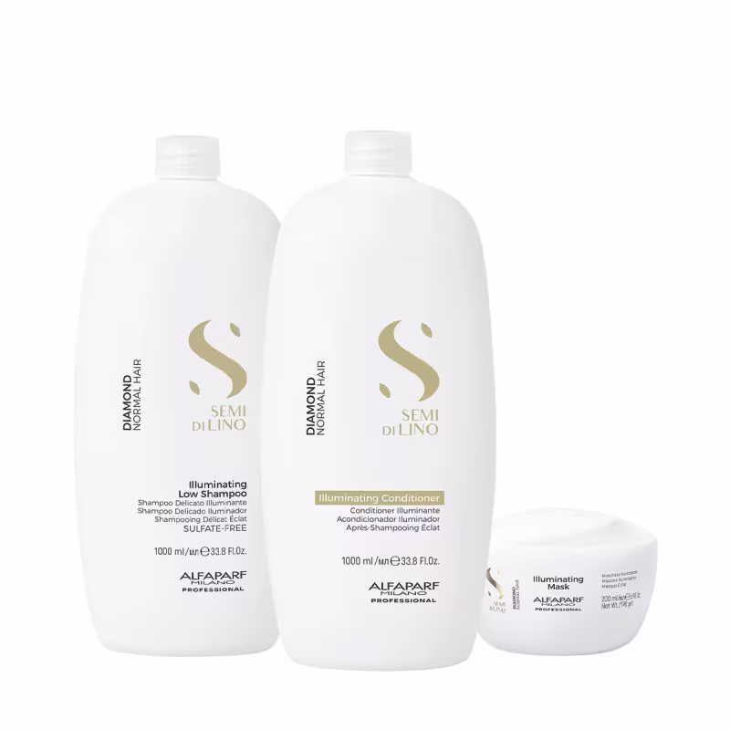 Kit Alfaparf Semi di Lino Diamond Illuminating - Maciez e Tratamento Diário (3 Produtos)