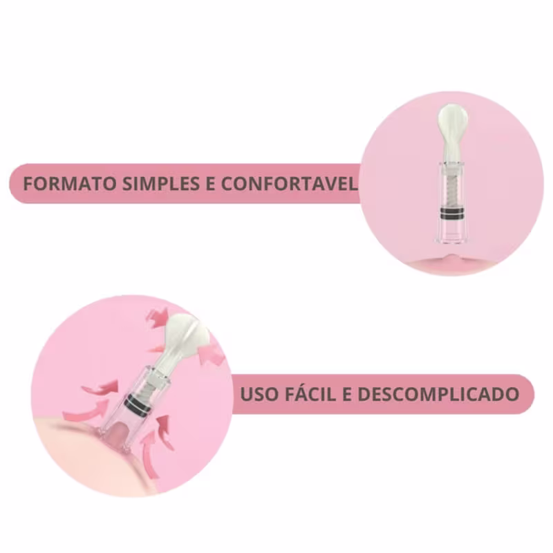 Estimulador de Mamilos E Clitóris com Sucção e Pressão Unissex em Acrílico BDSM 2,7cm X 6cm