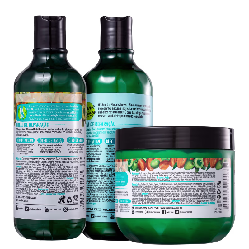 Kit Salon Line Maria Natureza Óleos Milenares Trio (3 Produtos)