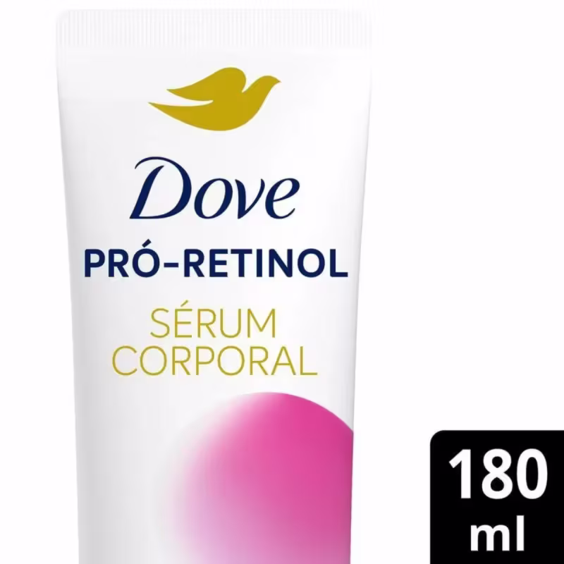 A imagem mostra o Sérum Hidratante Corporal Pró-Retinol + Firmador da marca Dove.