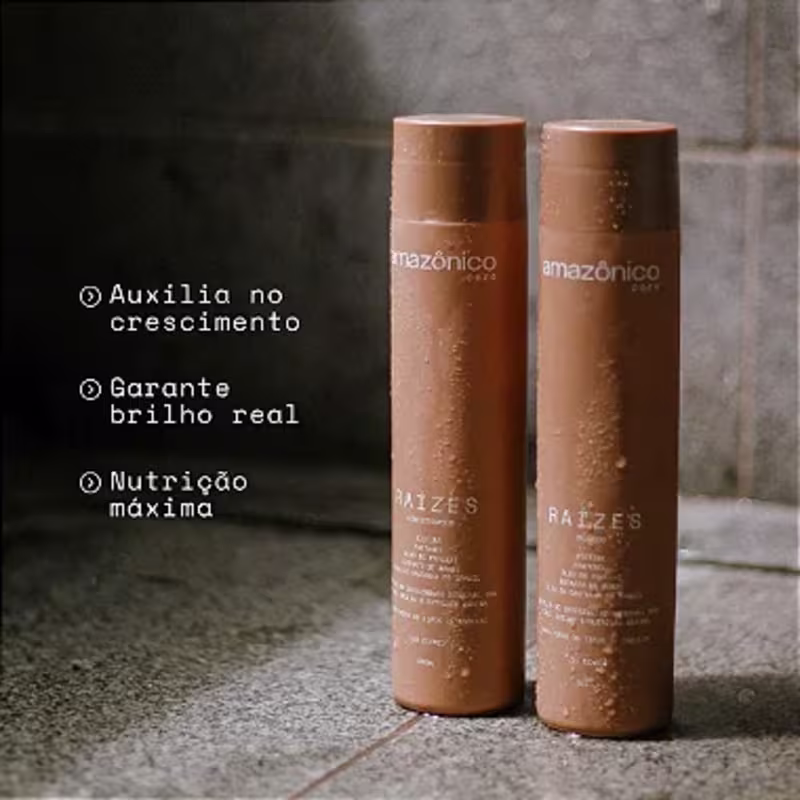 Kit Raízes Shampoo + Máscara + Condicionador + Tônico +  Liso Fluido Termoativo  | Amazônico Care