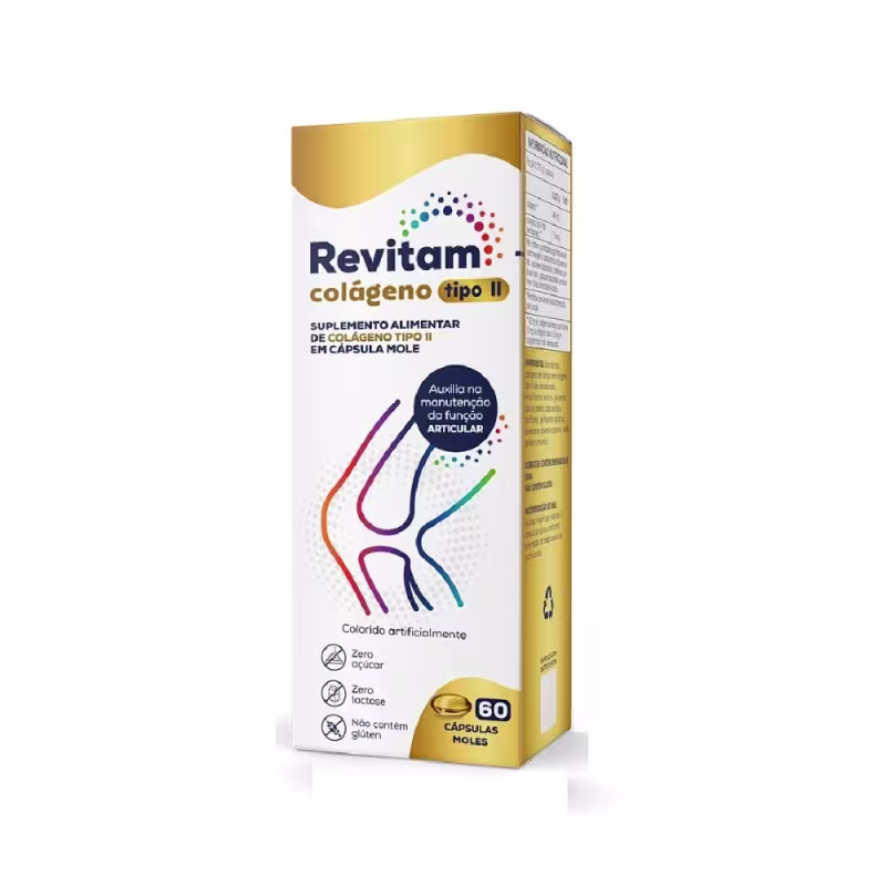Suplemento Alimentar Revitam Colágeno Tipo II 60 Cápsulas Moles