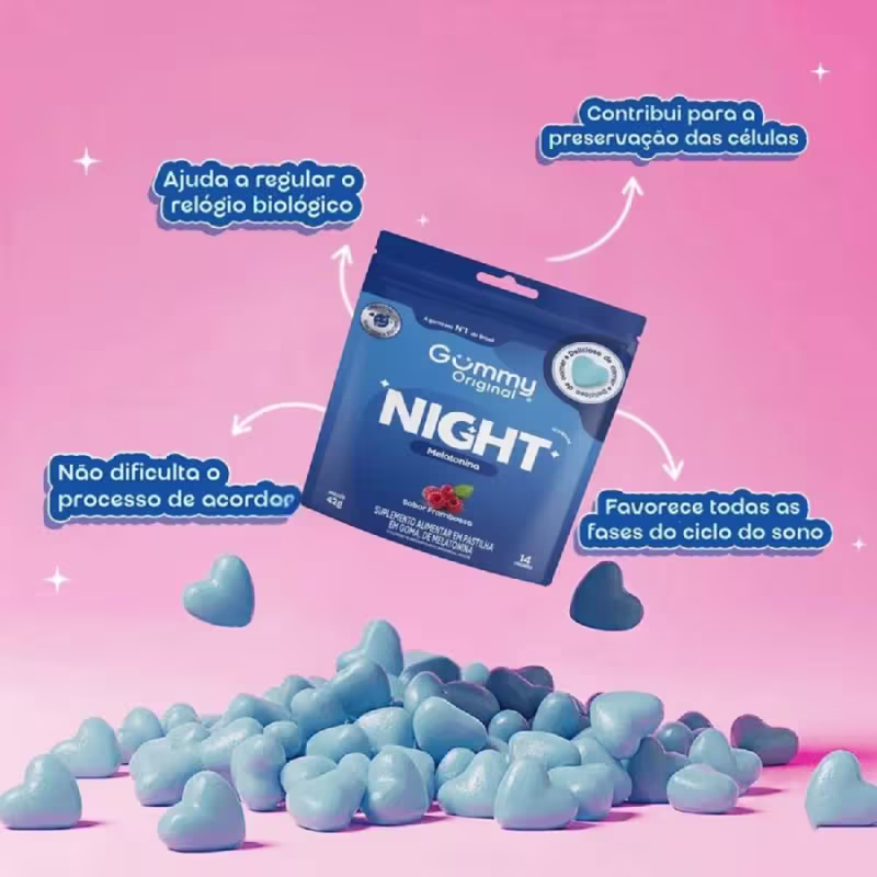 Suplemento Alimentar Gummy Original Melatonina Sabor Framboesa Sachê Com 14 Gomas