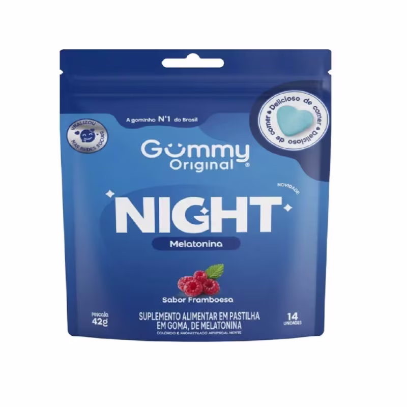 Suplemento Alimentar Gummy Original Melatonina Sabor Framboesa Sachê Com 14 Gomas