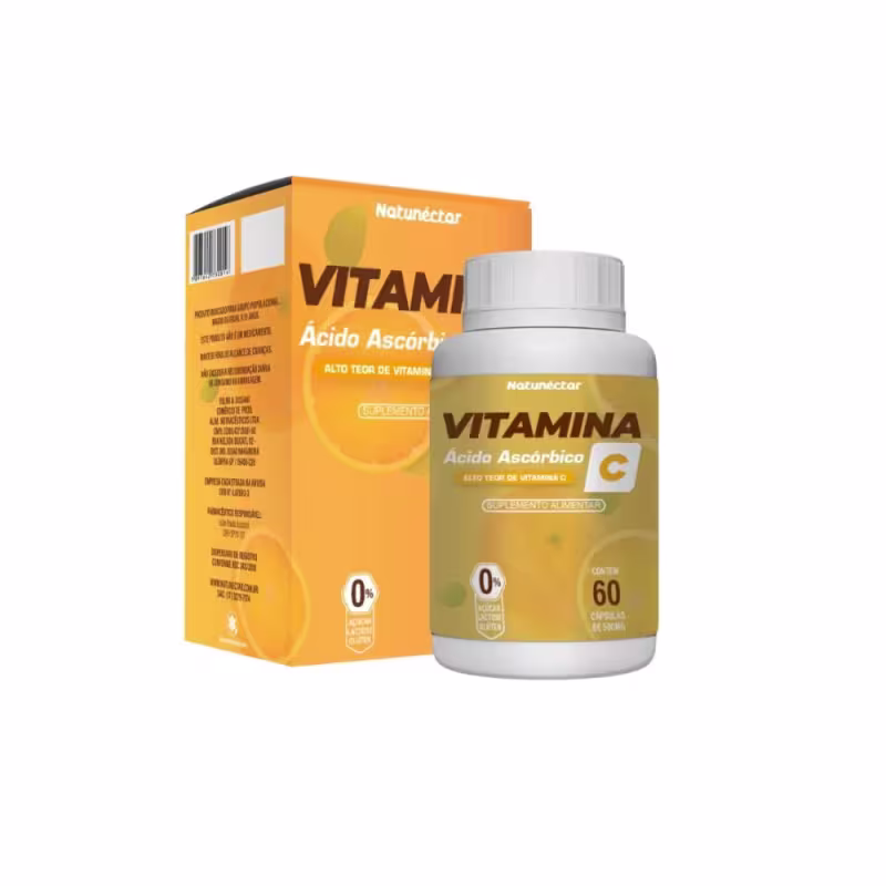 Suplemento Alimentar Vitamina C Ácido Ascórbico Natunéctar 60 Cápsulas