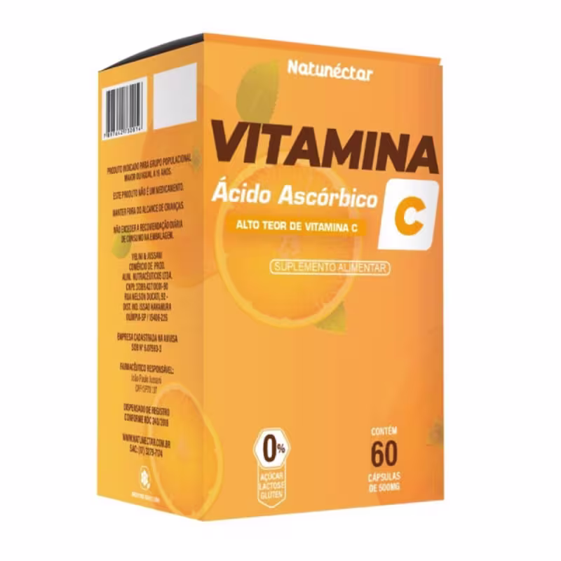 Suplemento Alimentar Vitamina C Ácido Ascórbico Natunéctar 60 Cápsulas