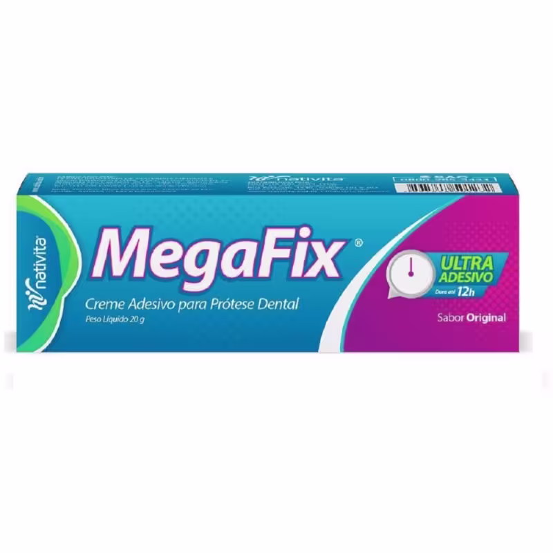 Megafix Ultra Adesivo Creme Adesivo Para Prótese Dental Nativita Sabor Original 20g