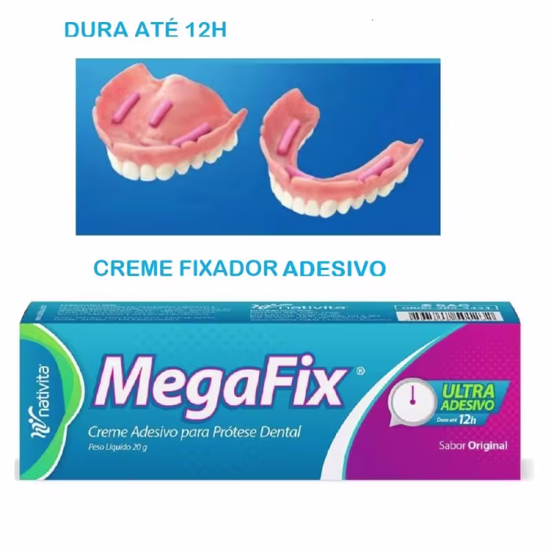 Megafix Ultra Adesivo Creme Adesivo Para Prótese Dental Nativita Sabor Original 20g