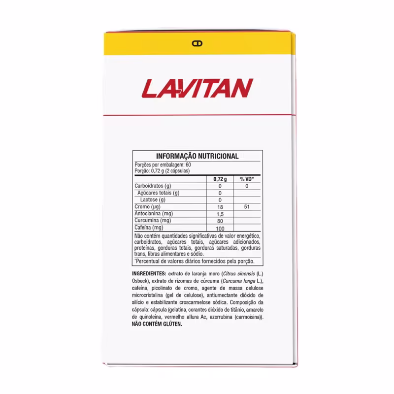 Tabela de informação nutricional do Suplemento Alimentar Lavitan Lipomoro HD 60 Cápsulas