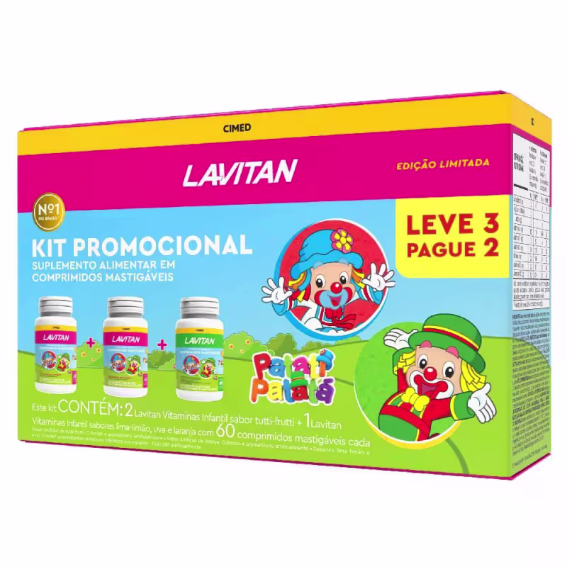 Kit Lavitan Infantil Patati Patatá 180 Comprimidos Mastigáveis