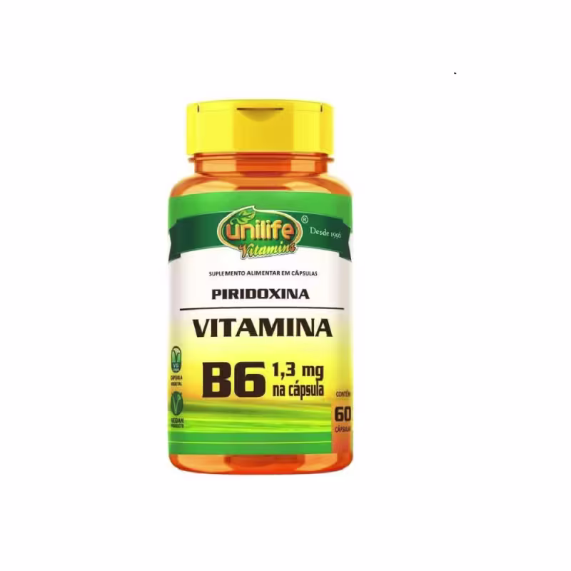 Suplemento Alimentar Vitamina B6 1,3mg Piridoxina Unilife 60 Cápsulas