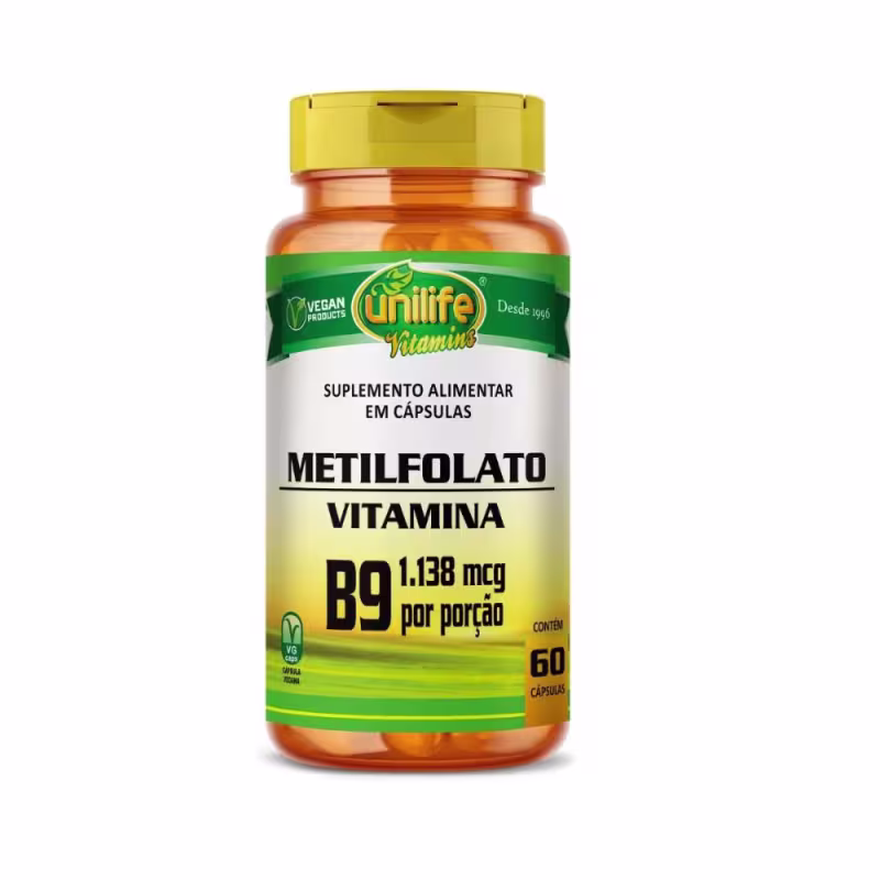 Suplemento Metilfolato Ácido Fólico Vitamina B9 1.138mg Unilife 60 Cápsulas